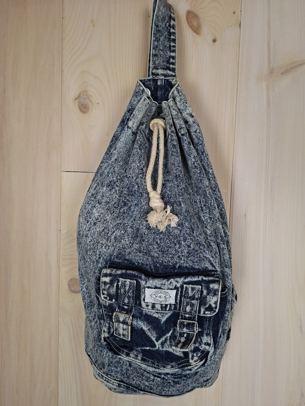 Vintage Acid Wash Denim One Shoulder Backpack Jeans Sling Bag Y2K